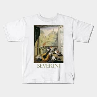 Window with Pigeons by Gino Severini Kids T-Shirt